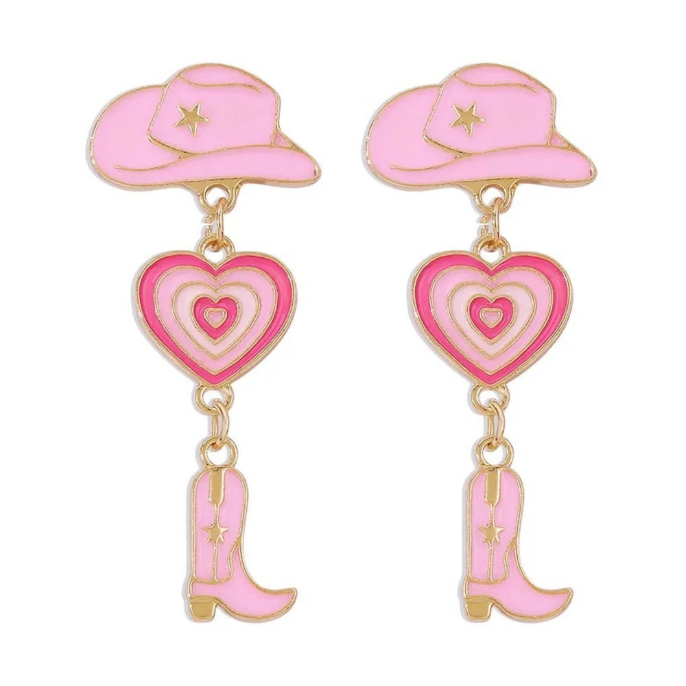 Pink cowboy earrings